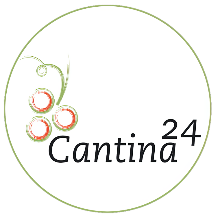 Logo Cantina24 Logo von Cantina 24 mit stilisierten roten und grünen Ornamenten.
